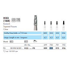 4215161426304 - BUR, SURGICAL TUNGSTEN CARBIDE, HP, TAPERED LONG FISSURE
CROSSCUT (US# 700 L) ISO# 500 - 104 - 171 - 007